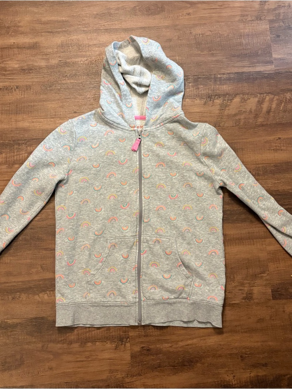 Girls' Cat & Jack L (10-12) Grey Rainbow Zip-Up Hoodie